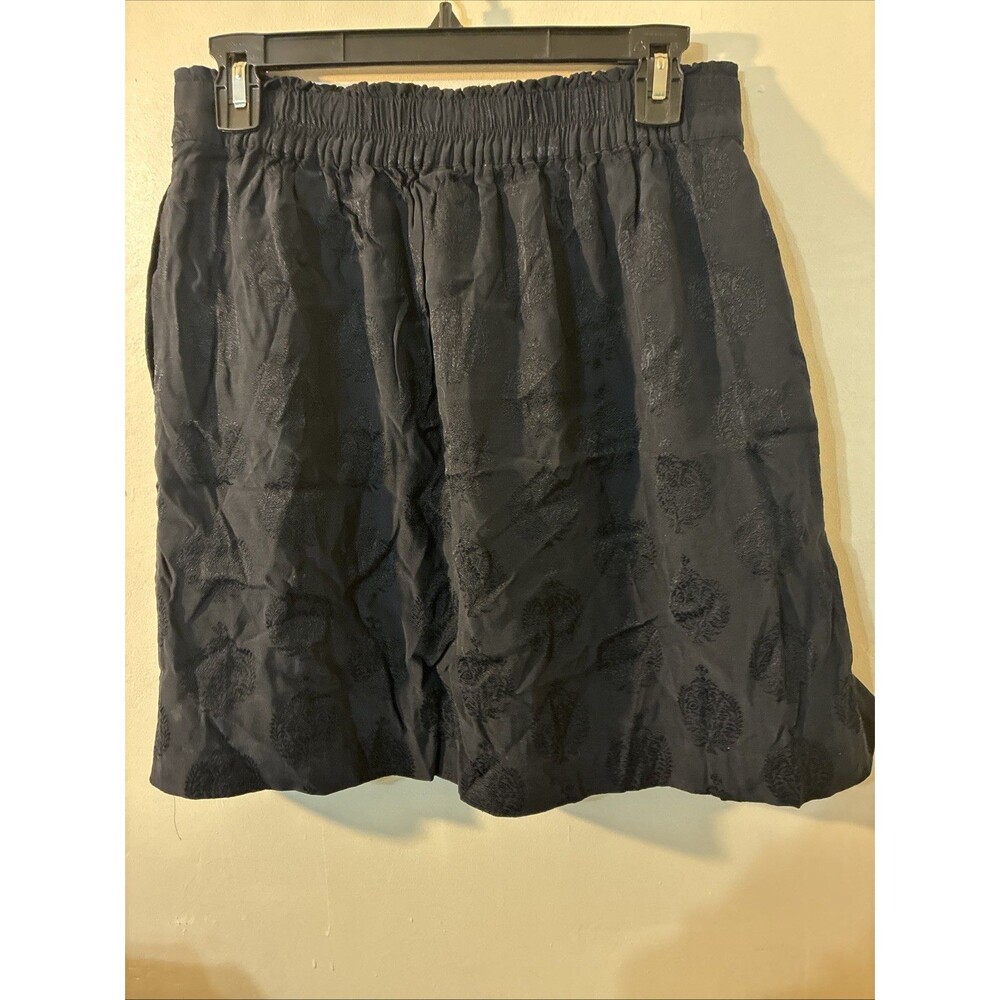 Women’s Black Skirt text crinkled texture gathered geometric elastic waist E - Picture 2 of 4